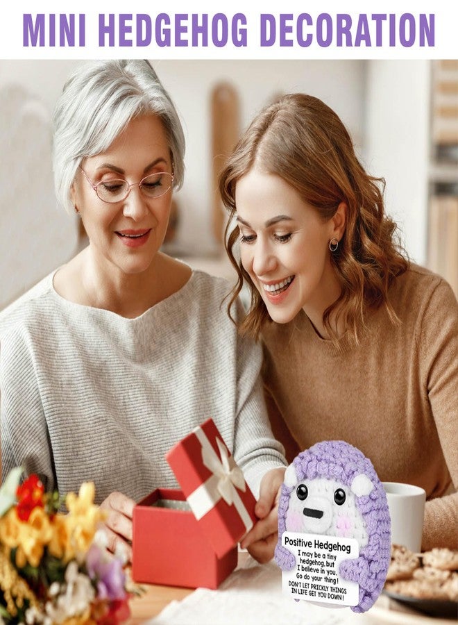 Gorbgle Mini Positive Crochet Animals, Inspirational Birthday Gifts for Women, Funny Emotional Support Crochet Plush Decor for Men Mom Dad Husband Daughter Sister Best Friend Coworker, Hedgehog - Image 4